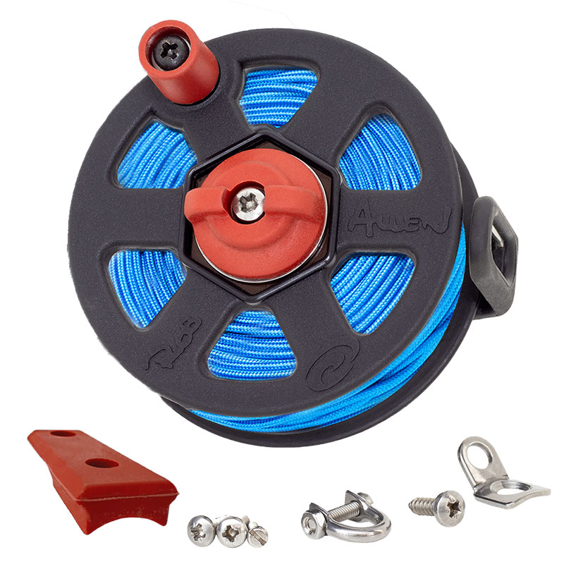 Vecta Gun Reel **Kit** (low profile) with Ant Line BLUE 40m - Click Image to Close